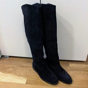 Jimmy Choo Bree Suede Flat Knee High Boots Black 36 1/2 36.5